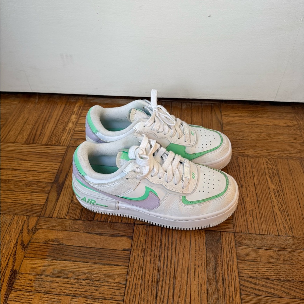 Nike Air Force 1 White with Mint and Lavender Highlights